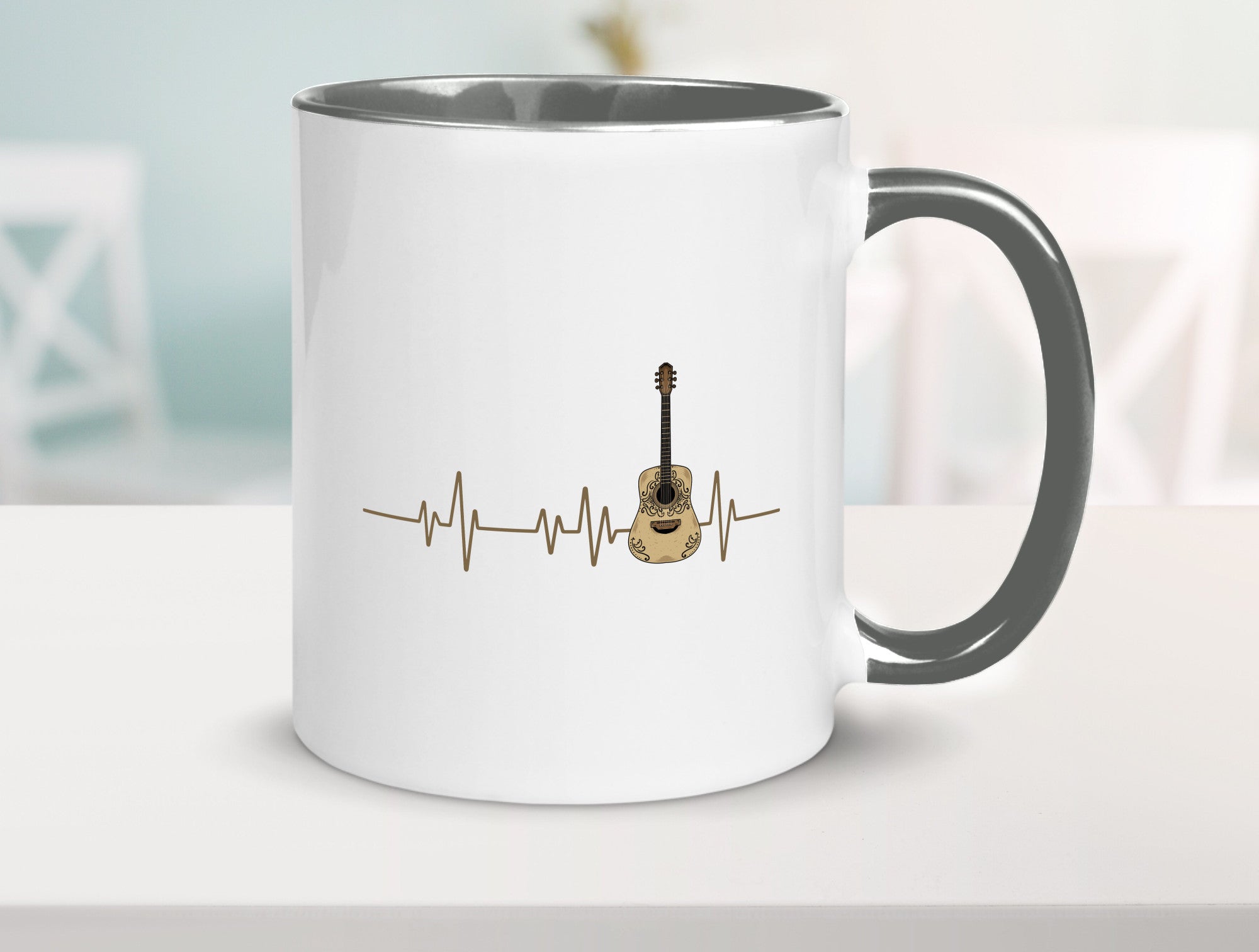 Gitarre Herzschlag | Motiv Musiker Rock Musik lustig Humor Geschenkidee
