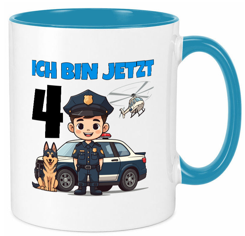 4. Geburtstag | 4 Jahre Polizei Kind Polizeiauto Humor Geschenkidee Tasse