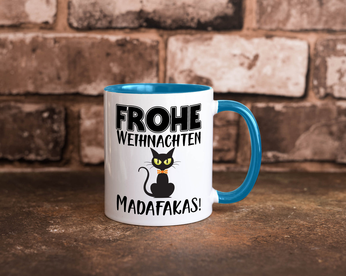 Frohe Weihnachten Madafakas! | Katze Tasse Vintage lustiger Spruch Geschenk
