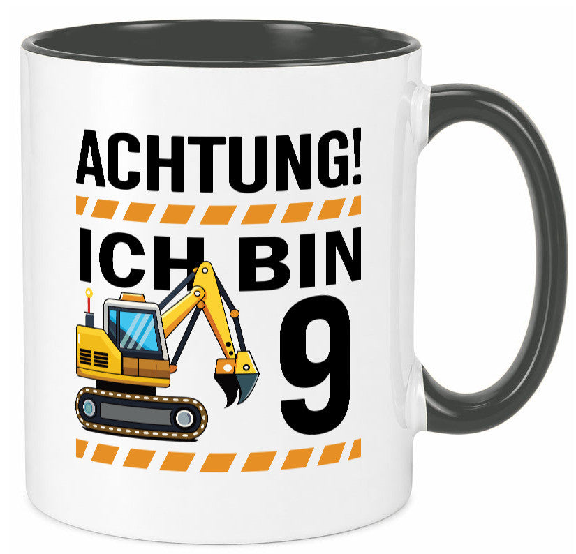 9 Geburtstag Ich bin | Bagger Junge lustiger Spruch Geschenk Geschenkidee Tasse