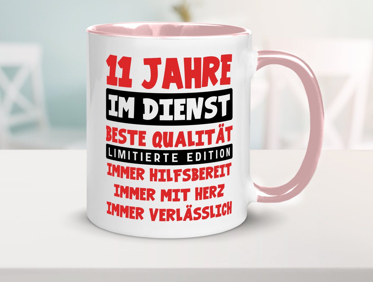 11 Jahre im Dienst | Jubiläum Arbeit v9 Geschenkidee Kollegen Büro Humor Tasse