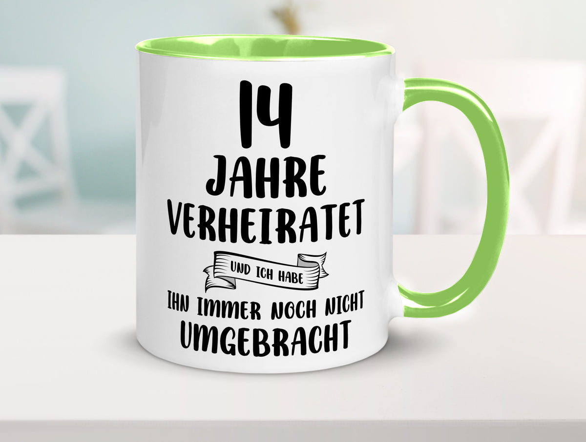14 Jahre Verheiratet, immer noch am Leben! lustig Humor Geschenkidee Geschenk Tasse