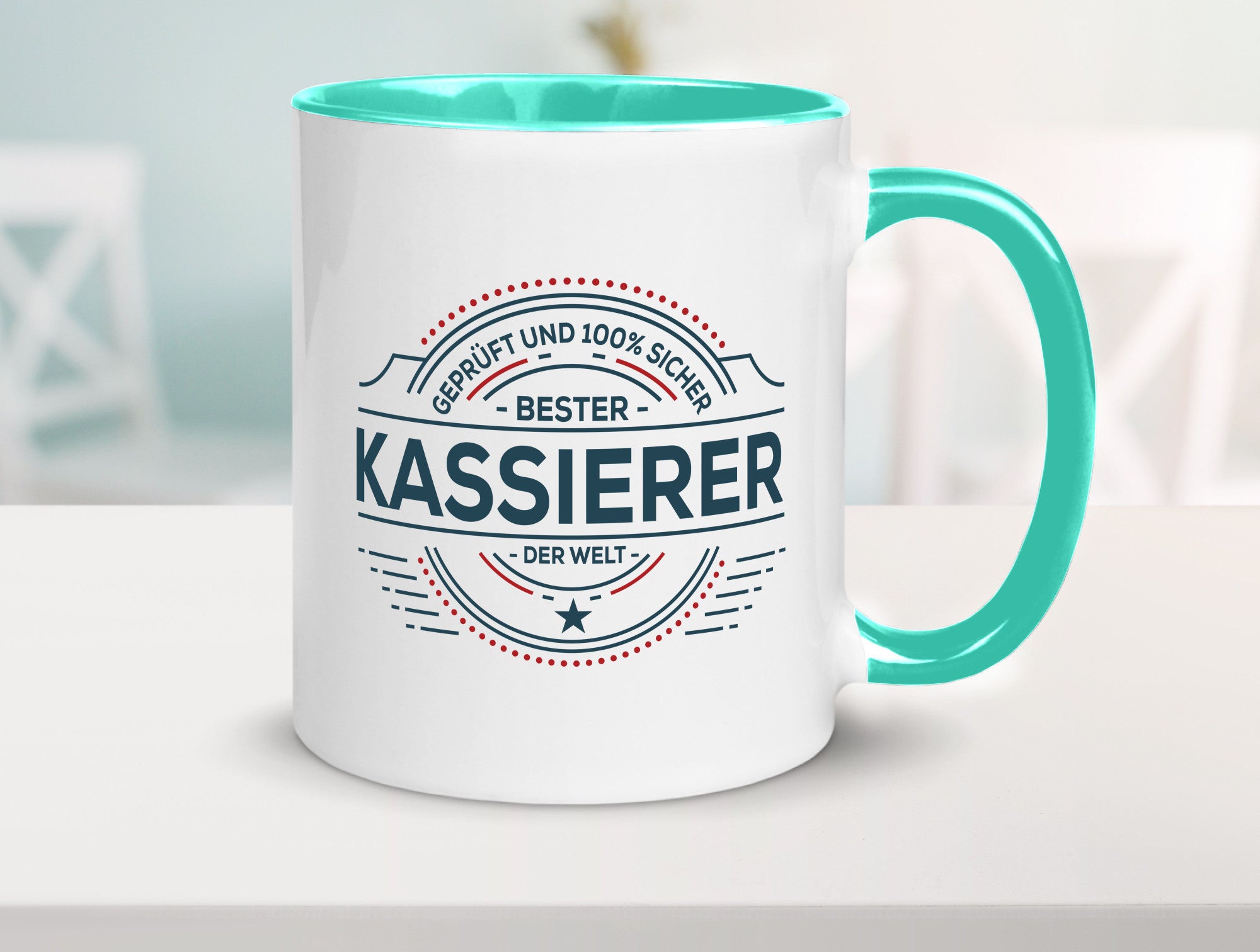 Geprüft und sicher: Kassierer lustig Humor Geschenkidee Geschenk Tasse