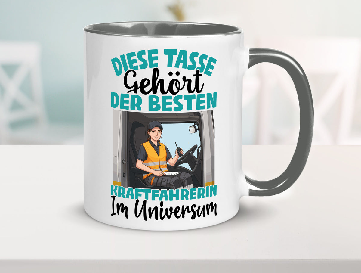 Im Universum: Kraftfahrerin | Lastwagen LKW lustig Humor Geschenkidee Geschenk Tasse