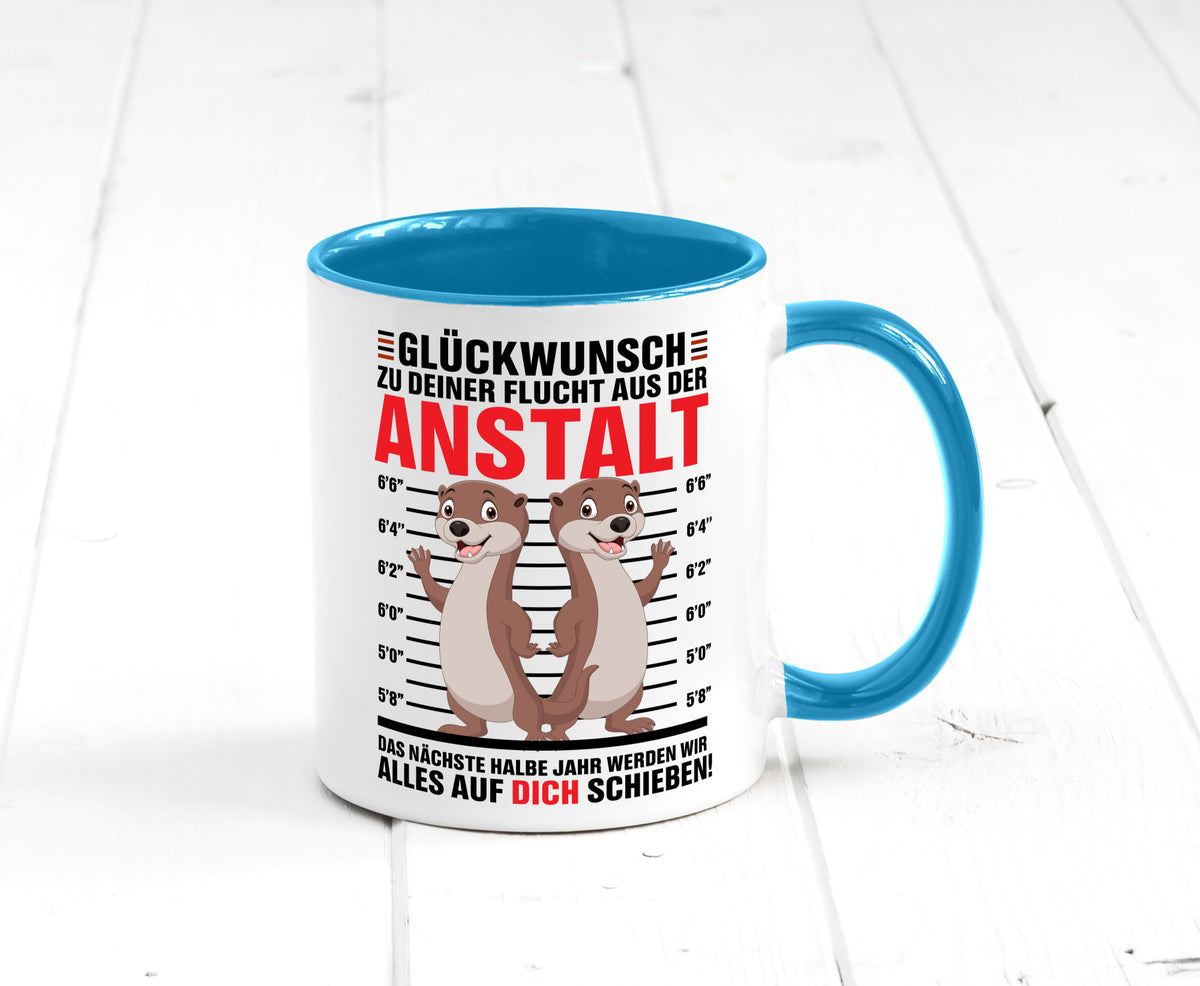 Glückwunch zur Flucht | Jobwechsel Arbeitskollegen Geschenk Arbeit Kollegen Tasse