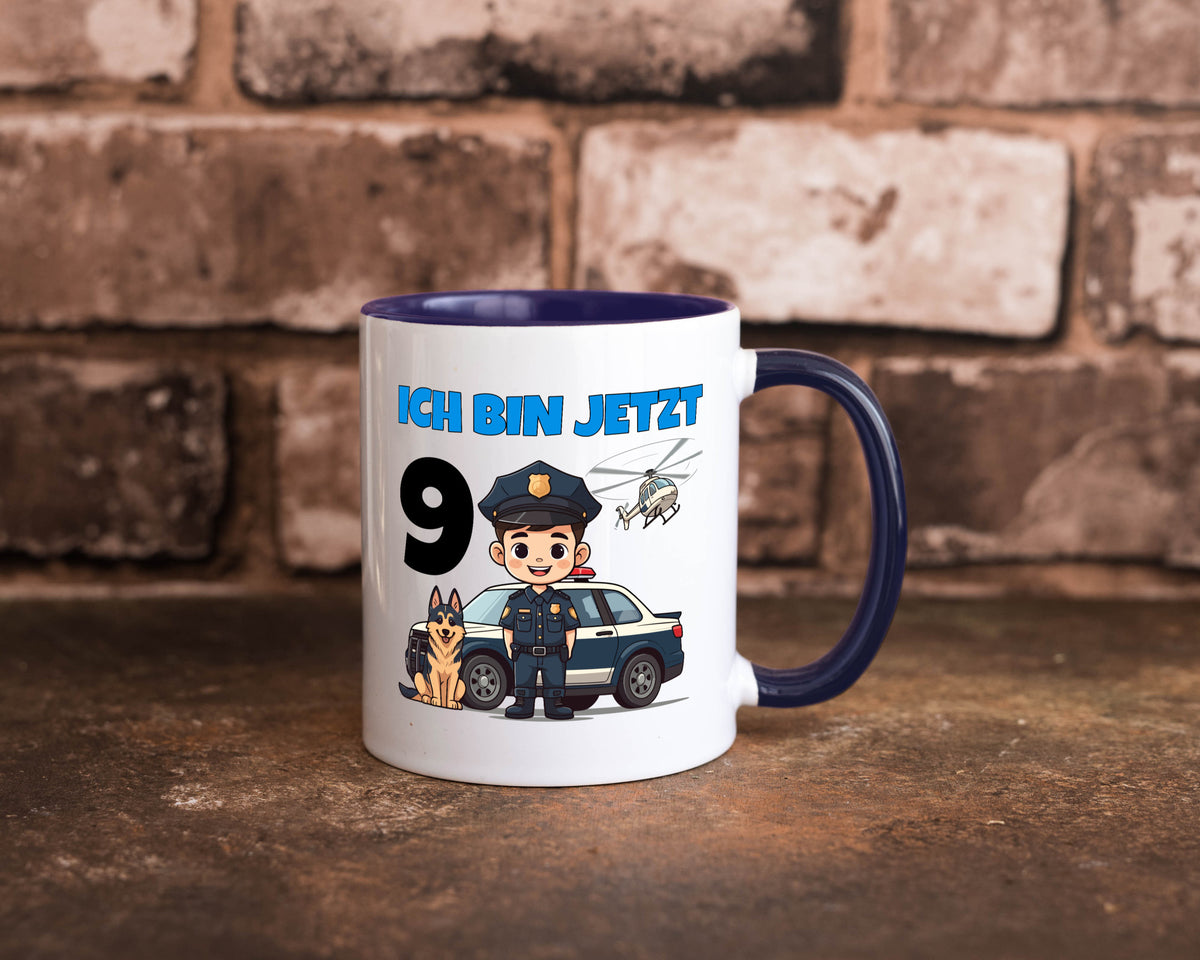 9. Geburtstag | 9 Jahre Polizei Kind Polizeiauto lustig Geschenkidee Geschenk Tasse