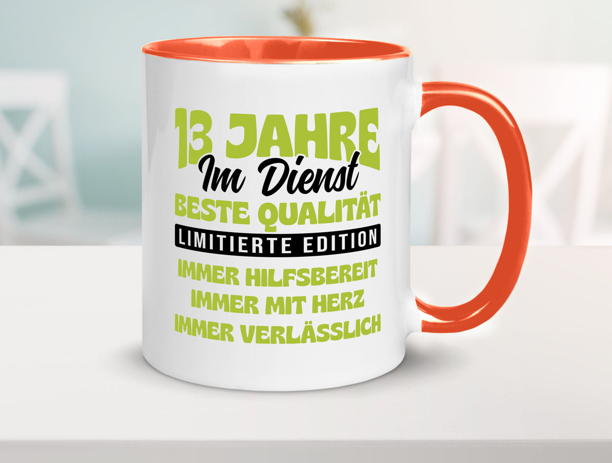13 Jahre im Dienst | Jubiläum Arbeit v4 lustig Kollegen Büro Geschenk Tasse
