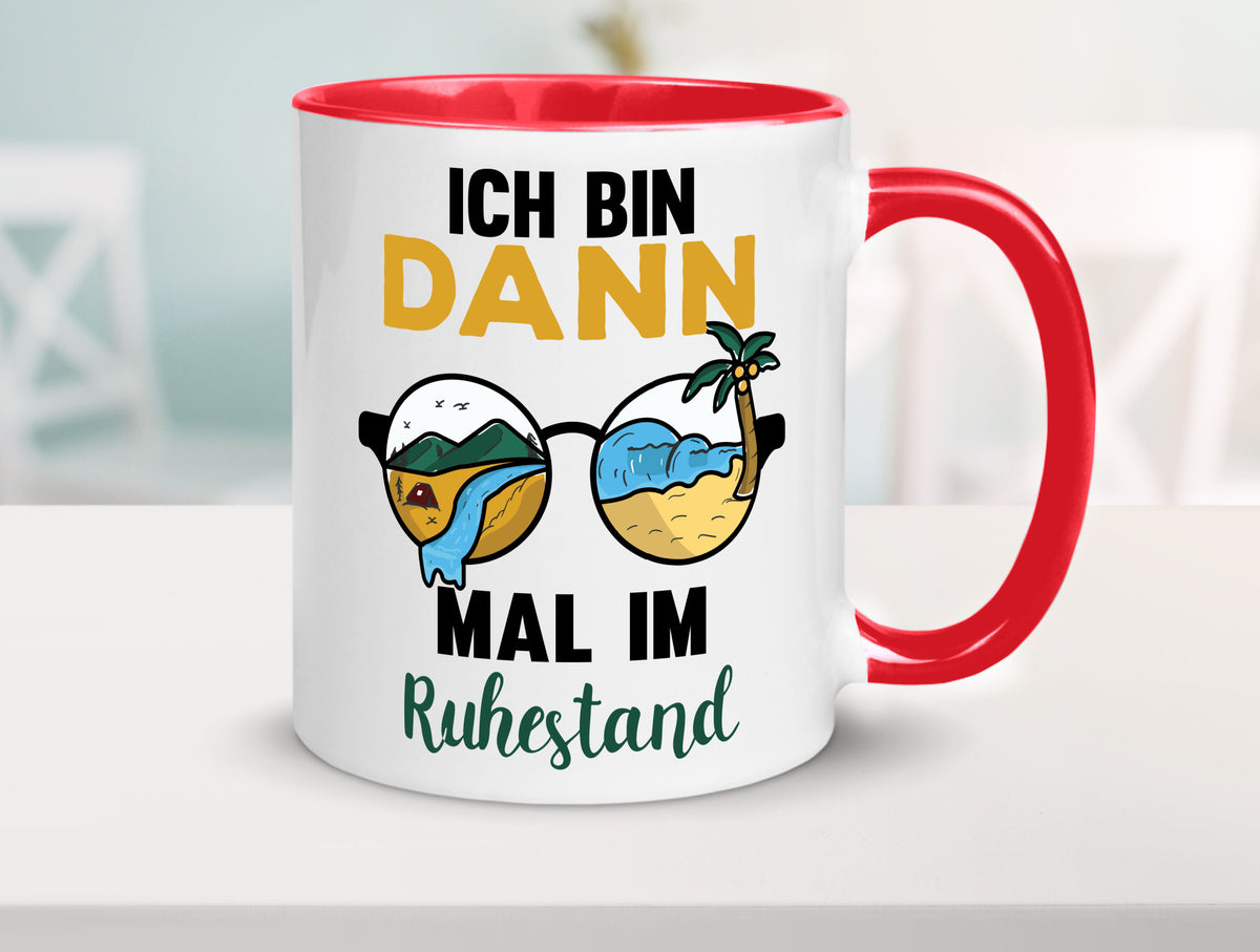 Bin dann mal im Ruhestand | Sonnenbrille Palme Meer lustig Jubiläum Geschenk Tasse