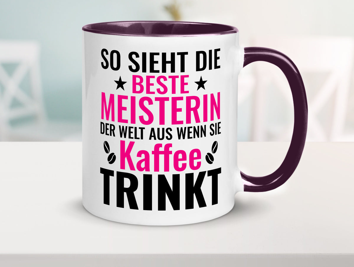 Kaffee trinkt: Meisterin | Meisterbrief Humor Geschenkidee Tasse