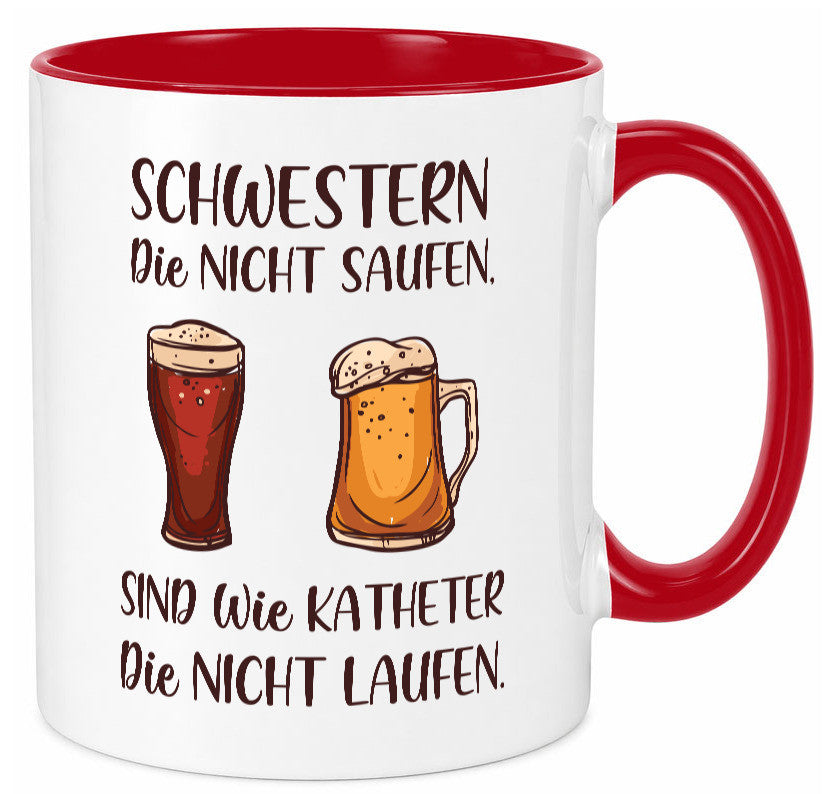Schwestern die nicht saufen, Katheder laufen | Gläser lustiger Spruch Geschenk