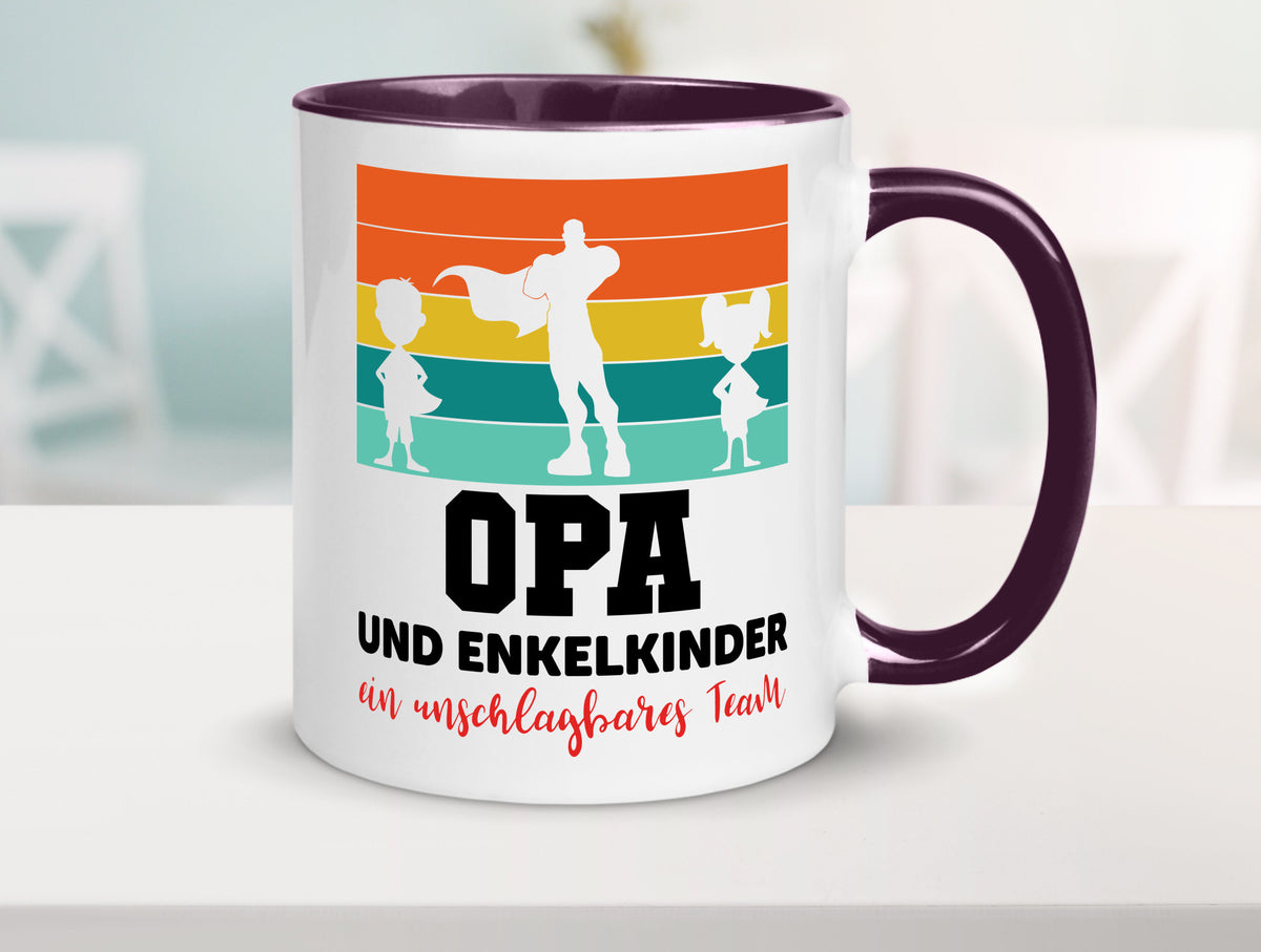 Opa und Enkelkinder ein unschlagbares Team Geschenkidee Familie Humor Tasse