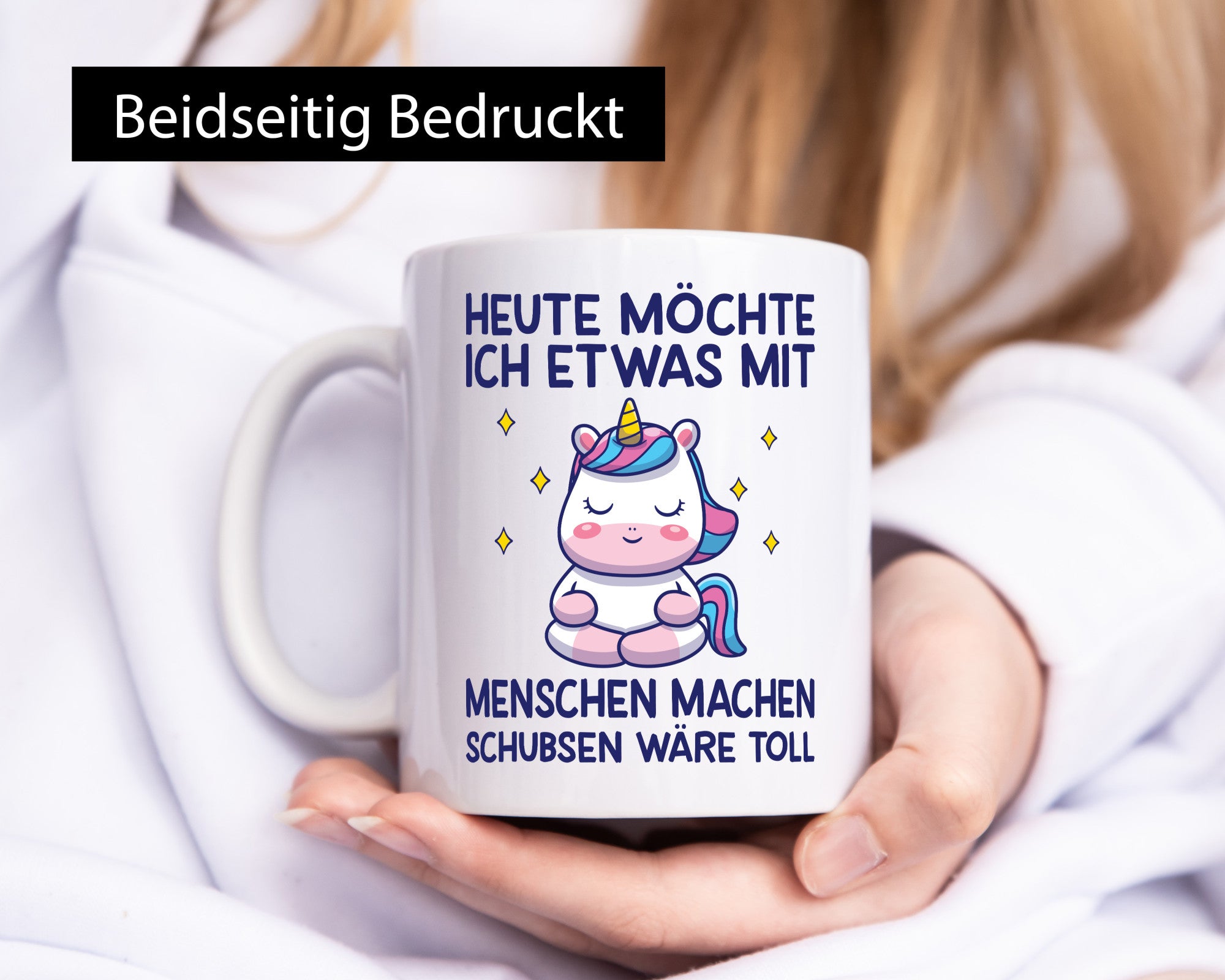 Heute möchte ich Menschen schubsen | Einhorn lustiger Spruch Geschenk Humor
