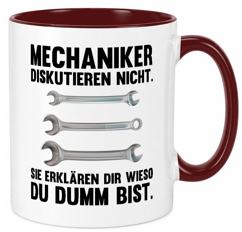Mechaniker Diskutieren nicht sie erklären nur wieso Geschenkidee Tierliebhaber Tasse