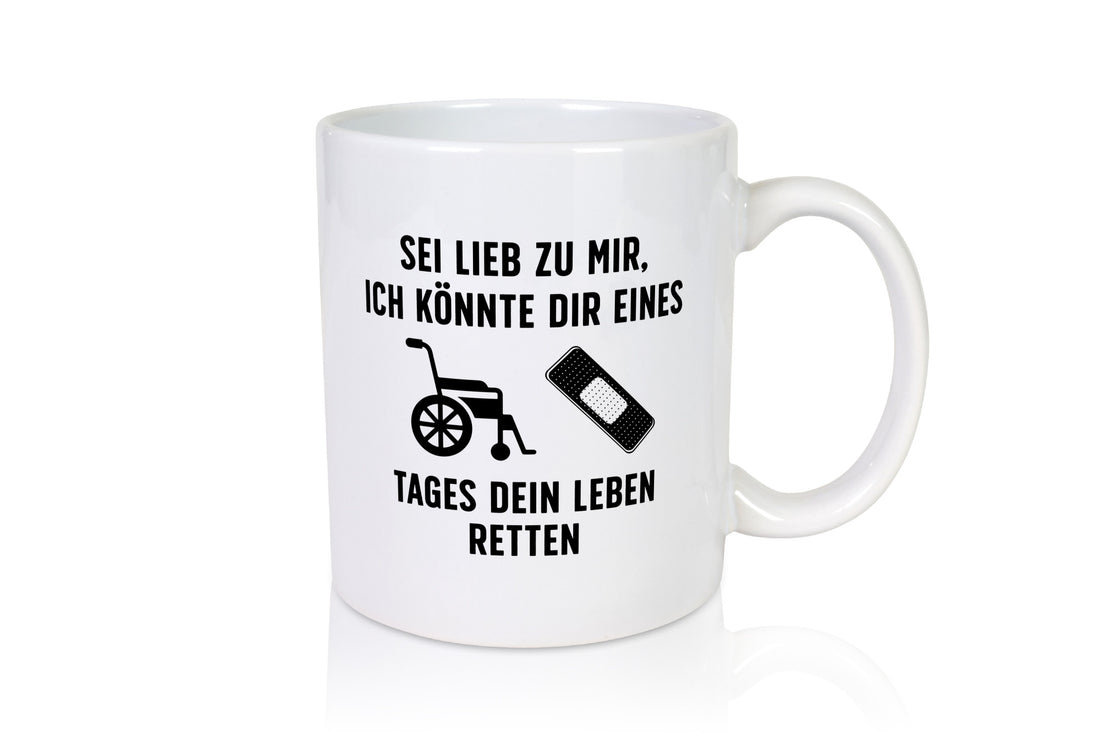 Sei lieb, ich kann Leben retten | Rollstuhl Pflaster lustiger Spruch Geschenk
