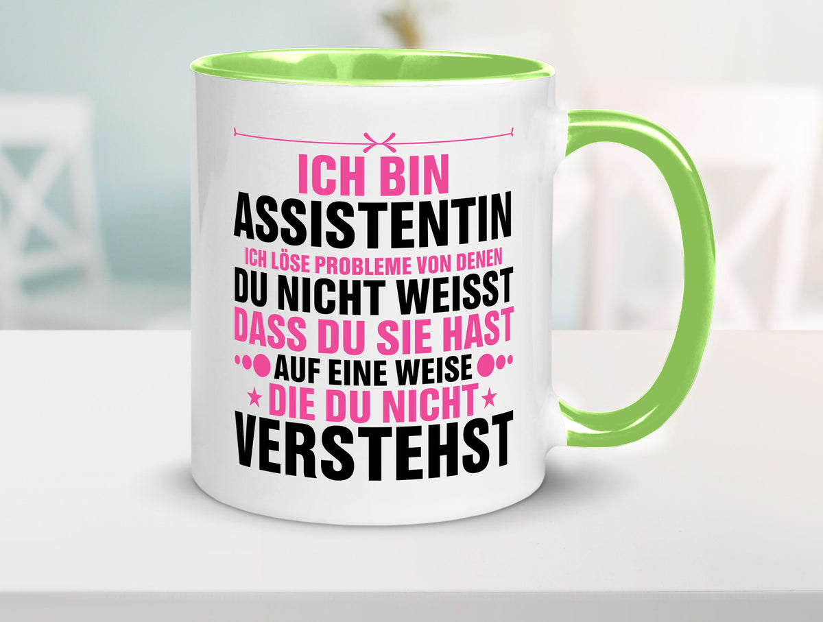 Löse Probleme: Assistentin | Assistenz Hilfskraft lustig Humor Geschenkidee Tasse