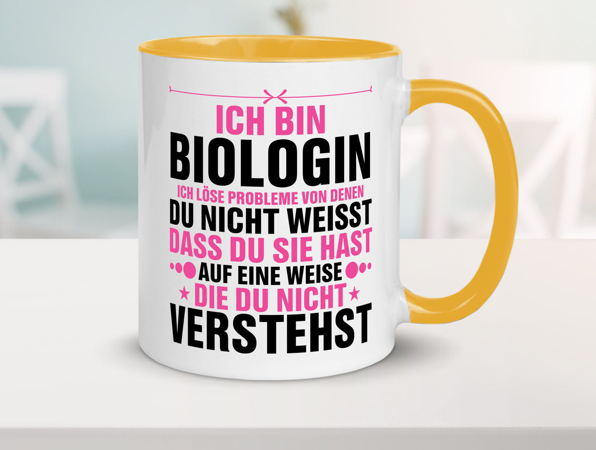 Löse Probleme: Biologin | Biologie Naturforscherin lustig Humor Geschenkidee Tasse