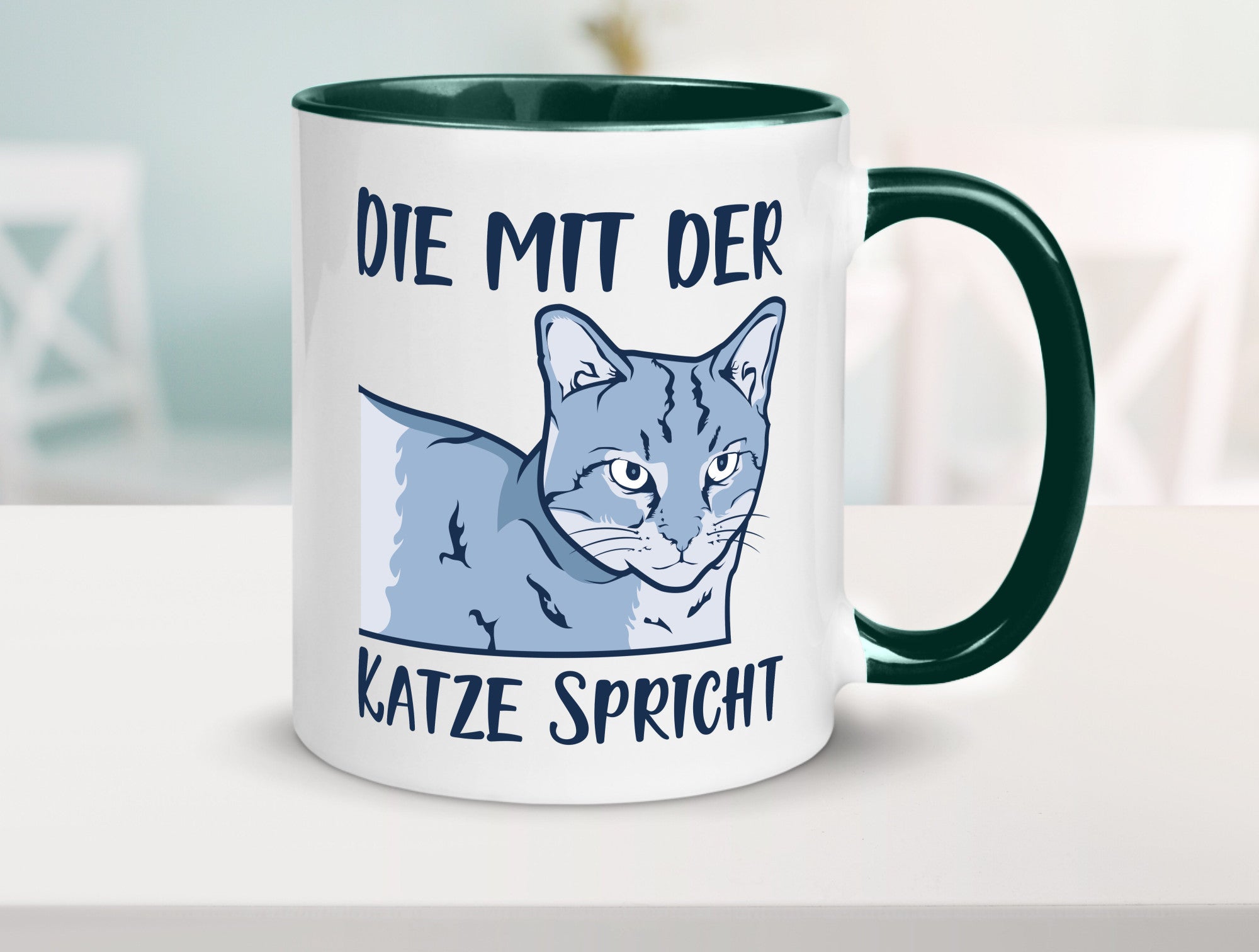 Die mit der Katze spricht | Humor Tierliebhaber Geschenkidee Tasse
