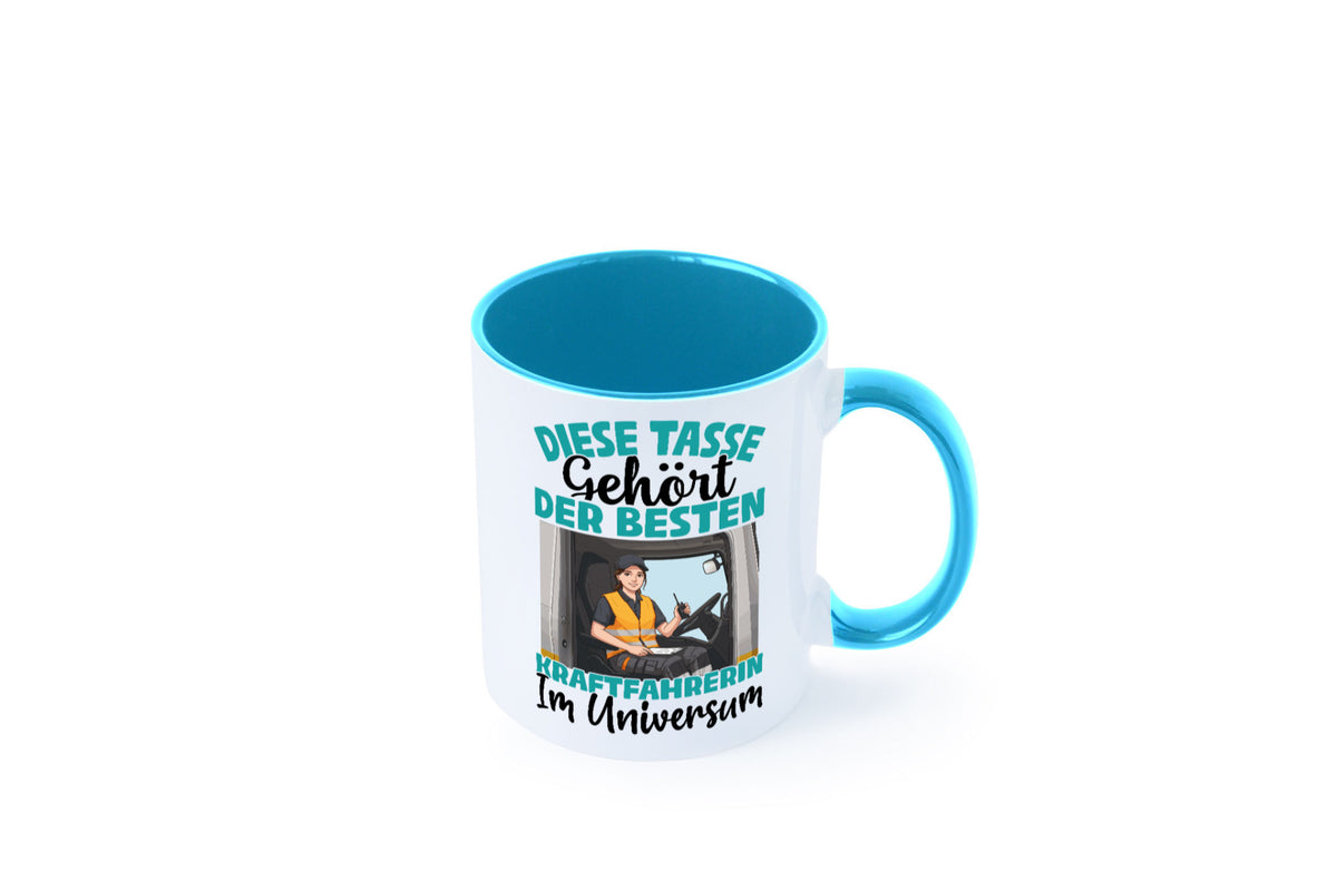 Im Universum: Kraftfahrerin | Lastwagen LKW lustig Humor Geschenkidee Geschenk Tasse