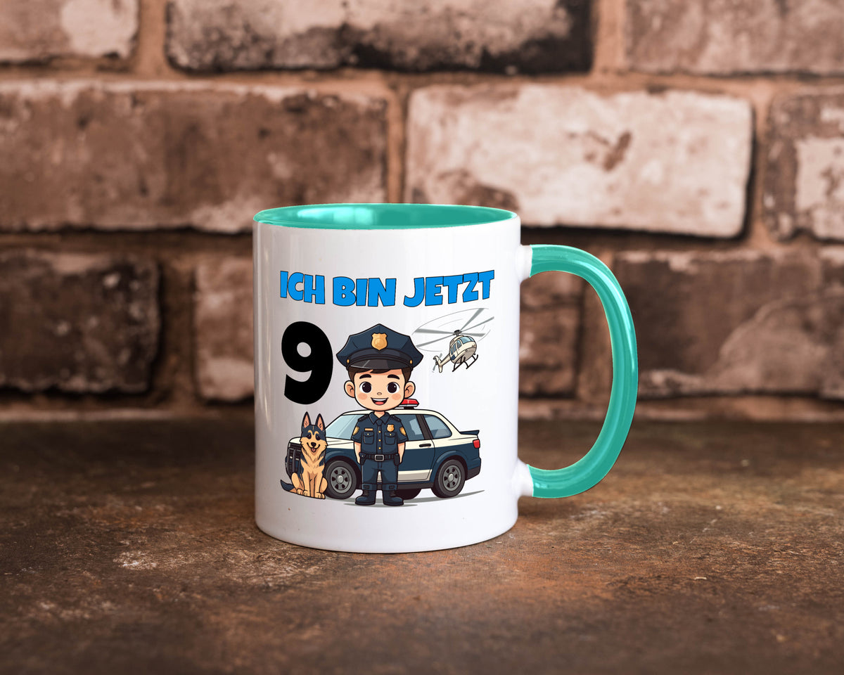 9. Geburtstag | 9 Jahre Polizei Kind Polizeiauto lustig Geschenkidee Geschenk Tasse