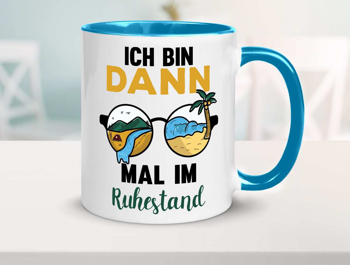 Bin dann mal im Ruhestand | Sonnenbrille Palme Meer lustig Jubiläum Geschenk Tasse