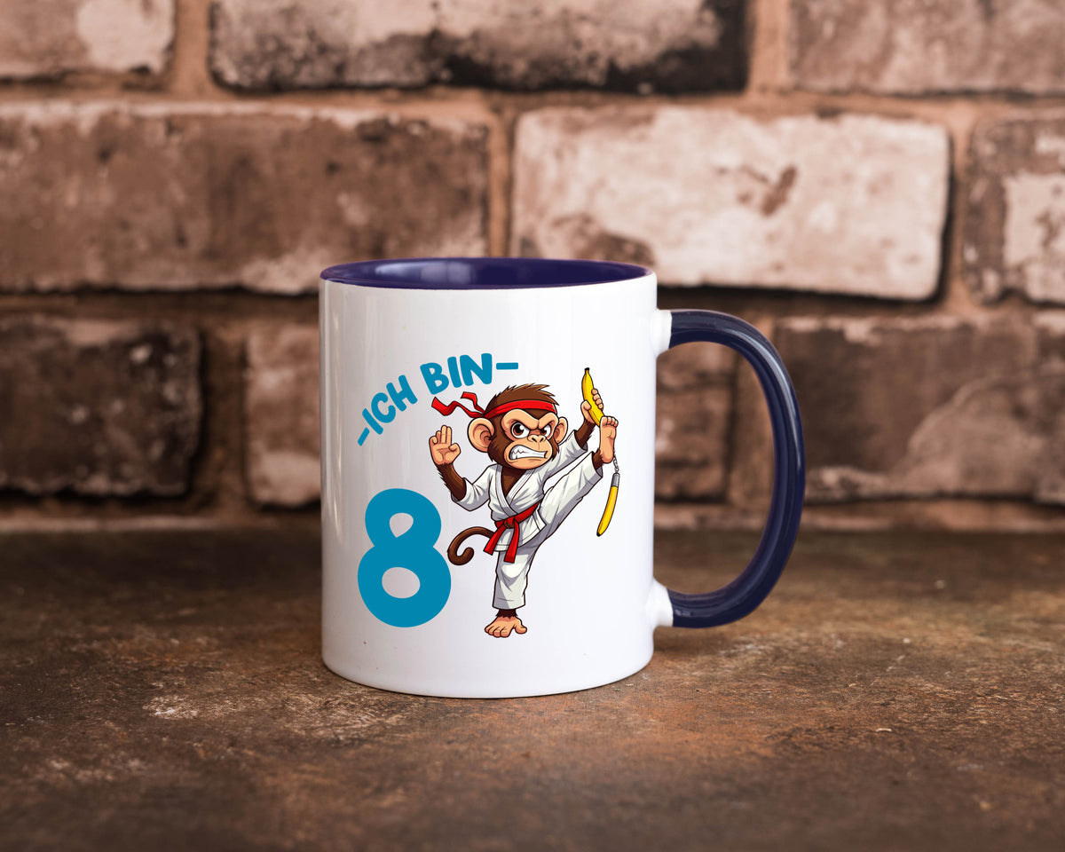 Ich bin 8 | 8. Geburtstag Karate Kampfsport Affe lustiger Spruch Geschenk Tasse