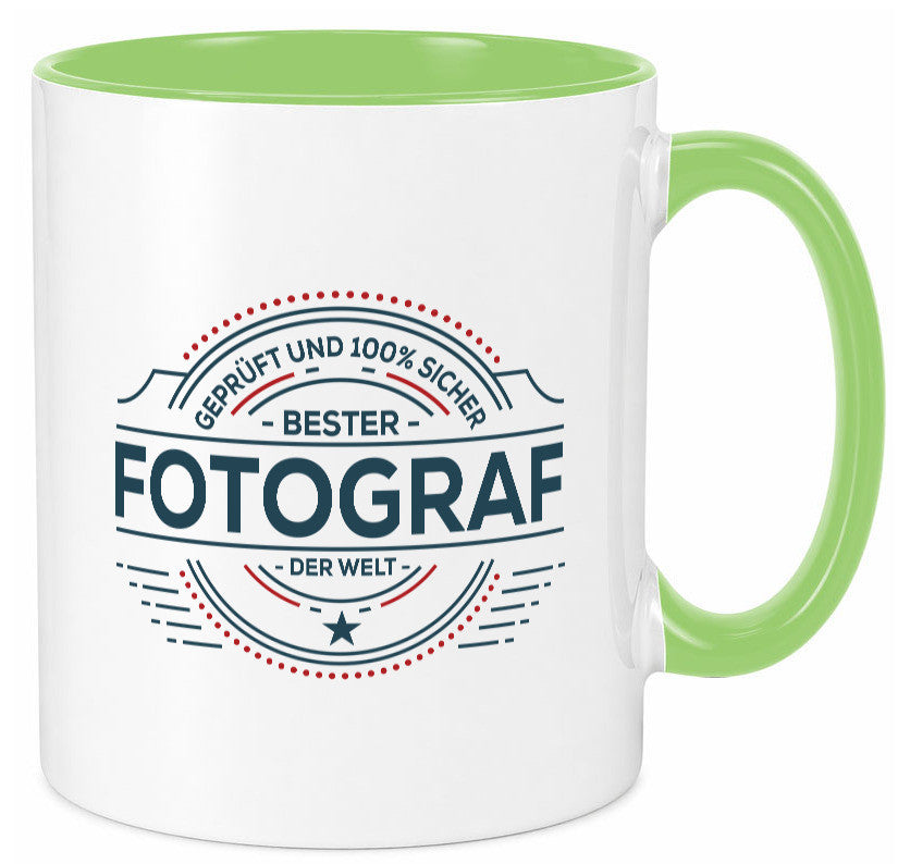 Geprüft und sicher: Fotograf | Fotografie Kamera Humor Geschenkidee Tasse