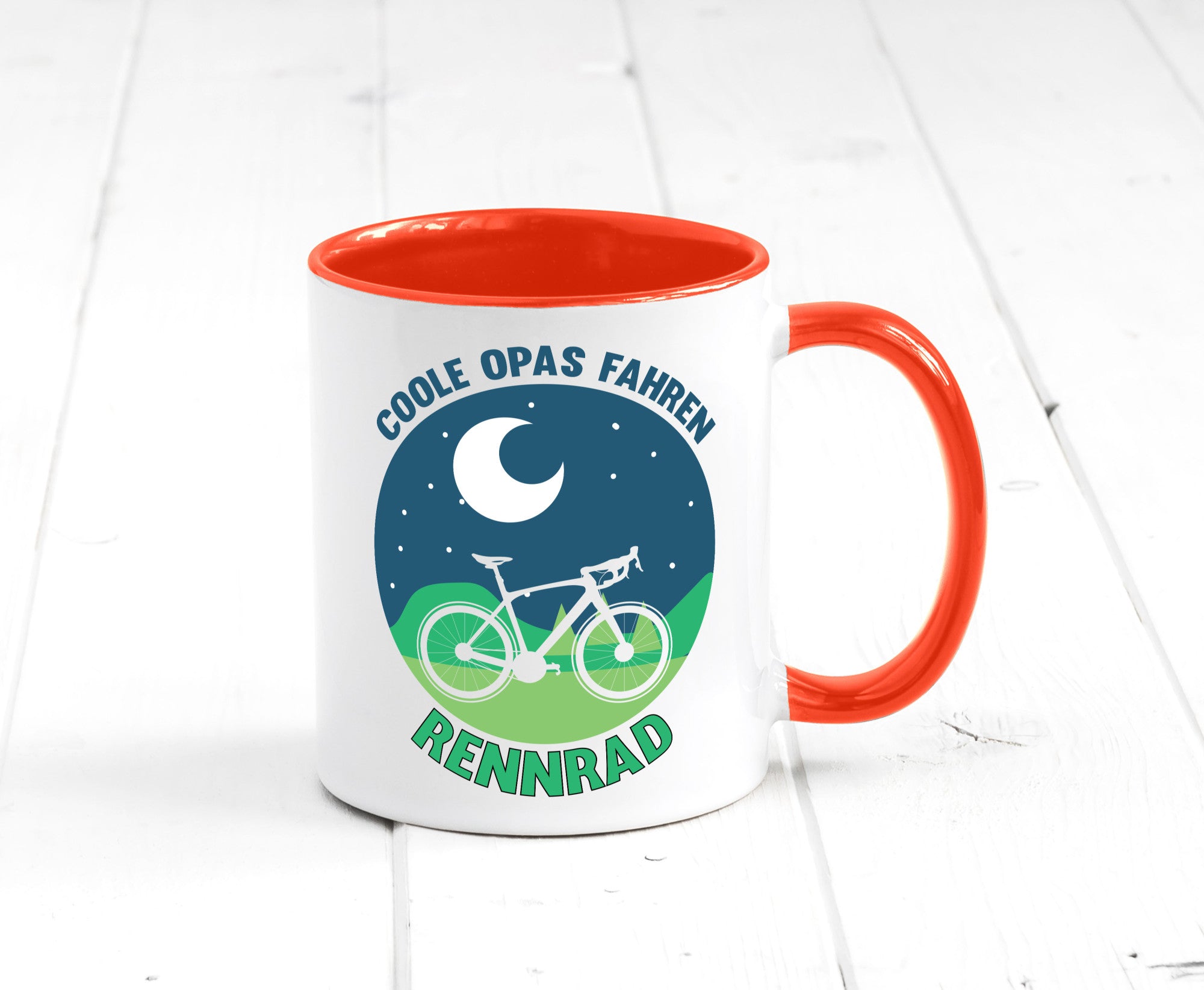 Coole Opas fahren Rennrad | Mond Landschaft Geschenk Familie Geschenkidee
