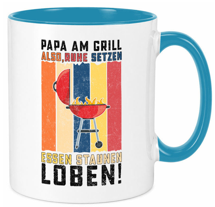 Papa am Grill | Grillmeister BBQ Grillabend v2 Geschenkidee Humor Tasse