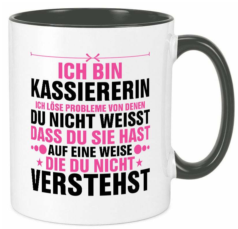 Löse Probleme: Kassiererin v2 lustiger Spruch Geschenk Humor Geschenkidee Tasse