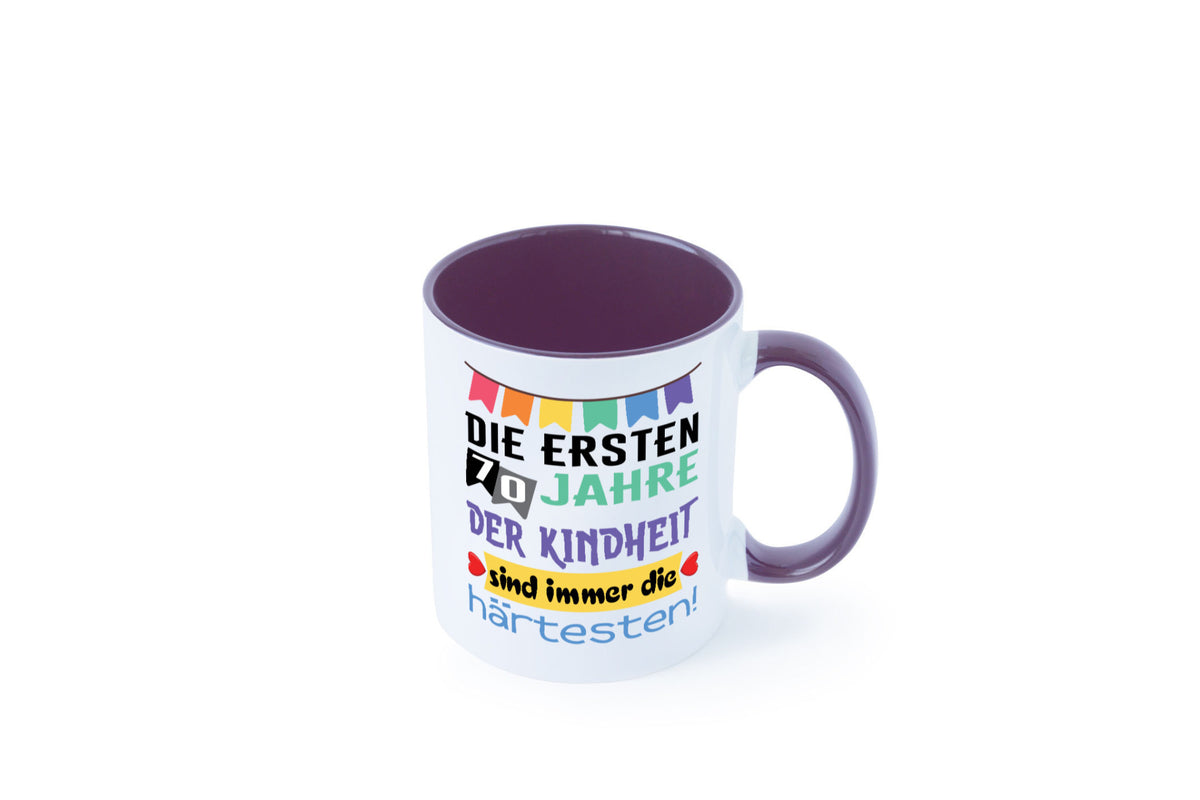 Die ersten 70 Jahre der Kindheit | 70. Geburtstag Rentner Humor Ruhestand Tasse