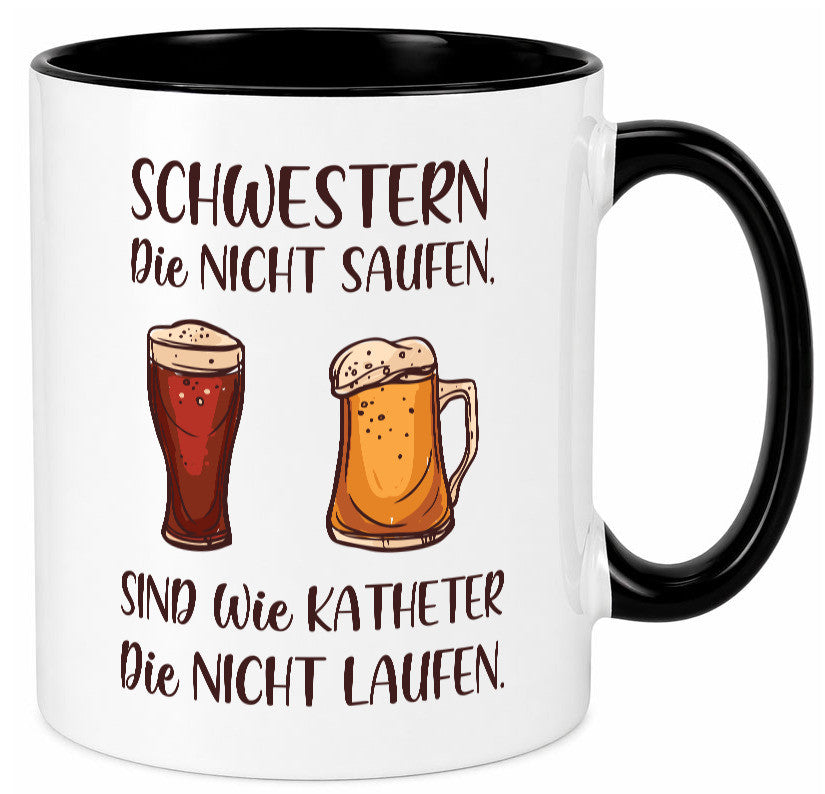 Schwestern die nicht saufen, Katheder laufen | Gläser lustiger Spruch Geschenk