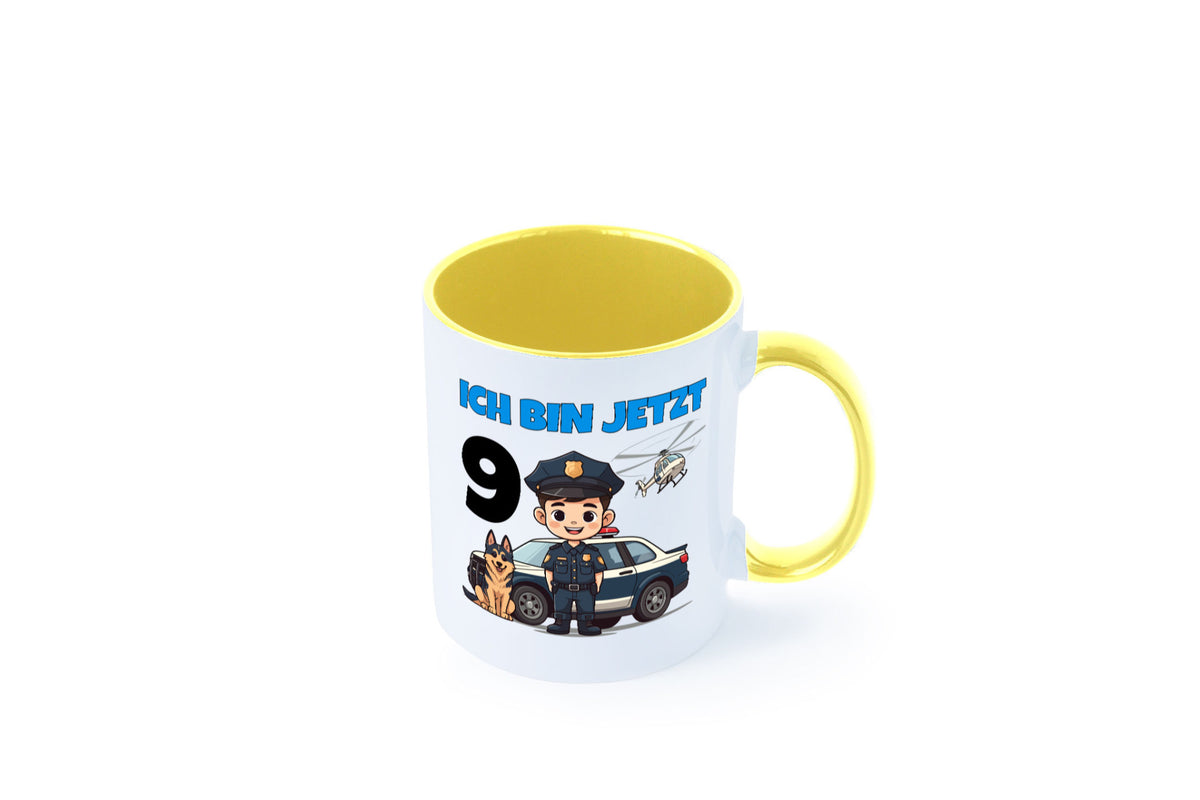 9. Geburtstag | 9 Jahre Polizei Kind Polizeiauto lustig Geschenkidee Geschenk Tasse