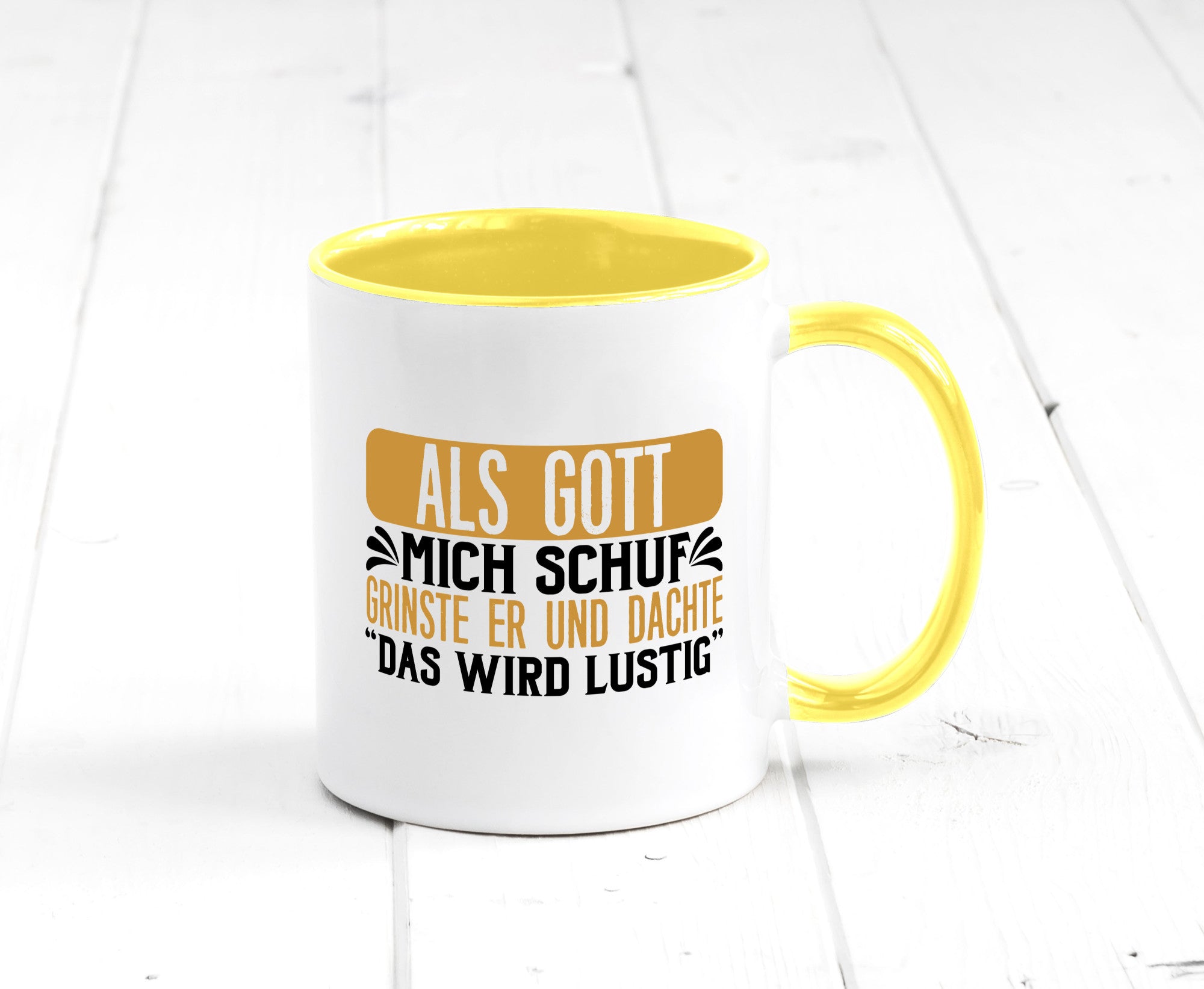Als Gott mich Schuf Grinste er lustiger Spruch Geschenk Humor Geschenkidee Tasse