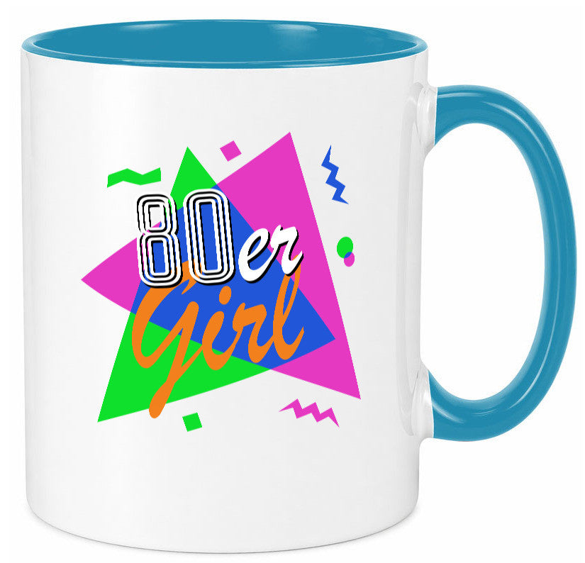 80er Girl - Jahre bunt + verrückt retro Humor Geschenkidee Tasse