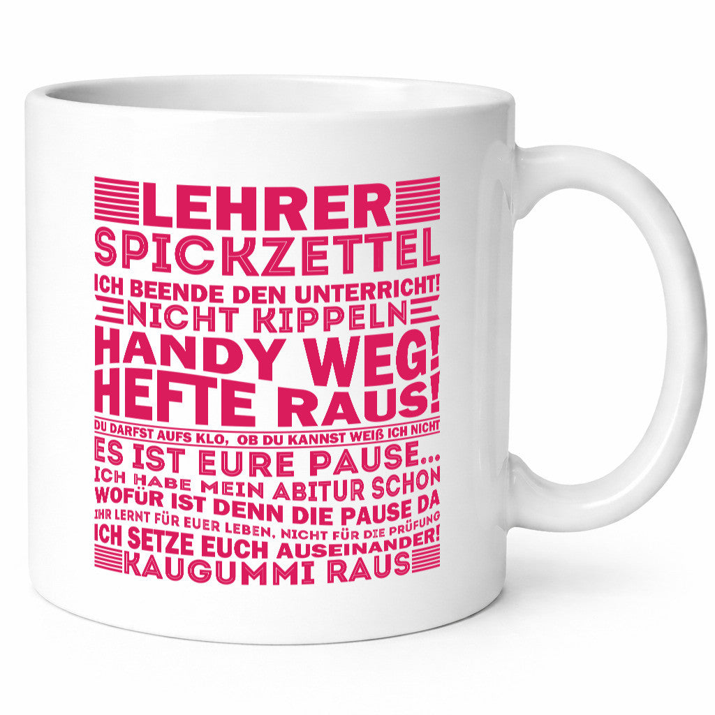 Lehrer Spickzettel | Beruf Tasse lustiger Spruch vl3 Humor Arbeit Kollegen Büro