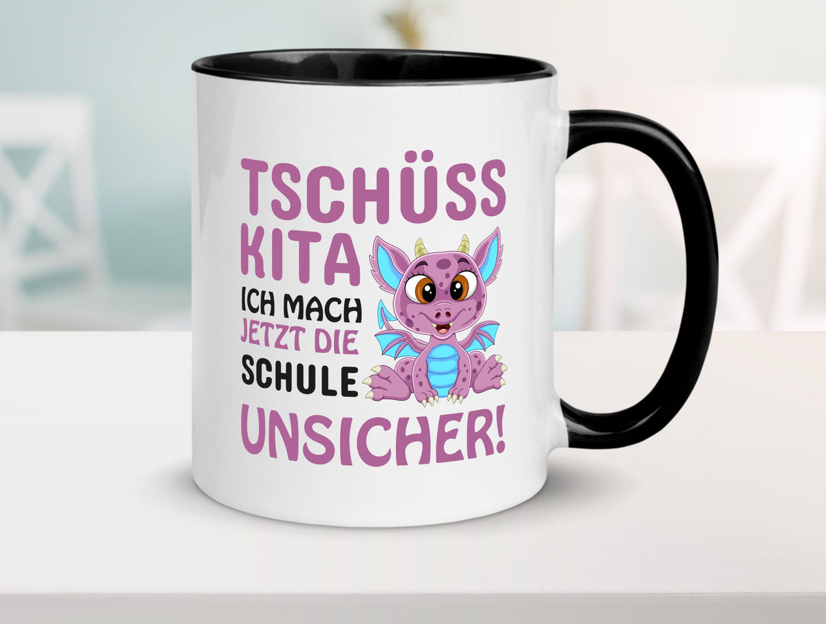Tschüss Kita | Einschulung süßer Drachen Schulstart lustiger Spruch Geschenk Tasse