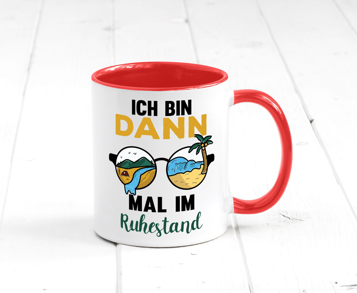 Bin dann mal im Ruhestand | Sonnenbrille Palme Meer lustig Jubiläum Geschenk Tasse