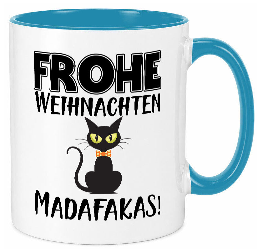 Frohe Weihnachten Madafakas! | Katze Tasse Vintage lustiger Spruch Geschenk