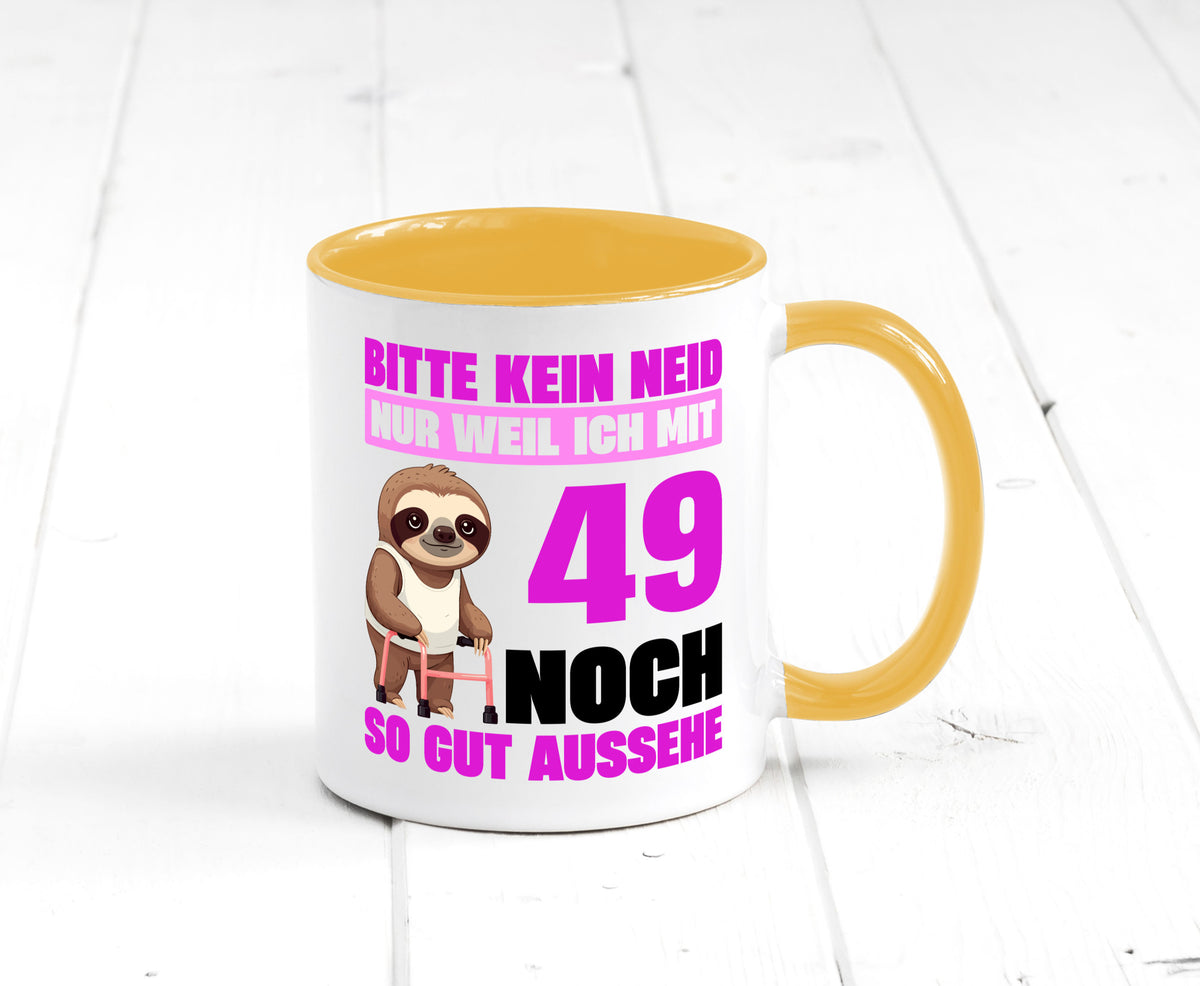 49. Geburtstag | Bitte kein neid Faultier 49 Jahre Humor Geschenkidee Tasse