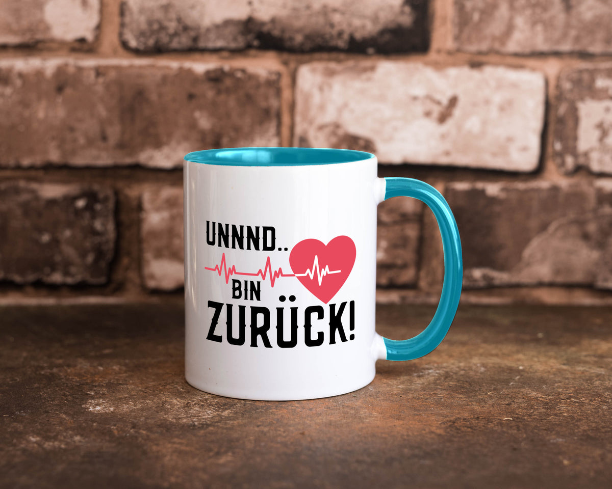 Bin zurück | Herzschlag Reanimation Puls Arzt Klinik Geschenk Humor Tasse