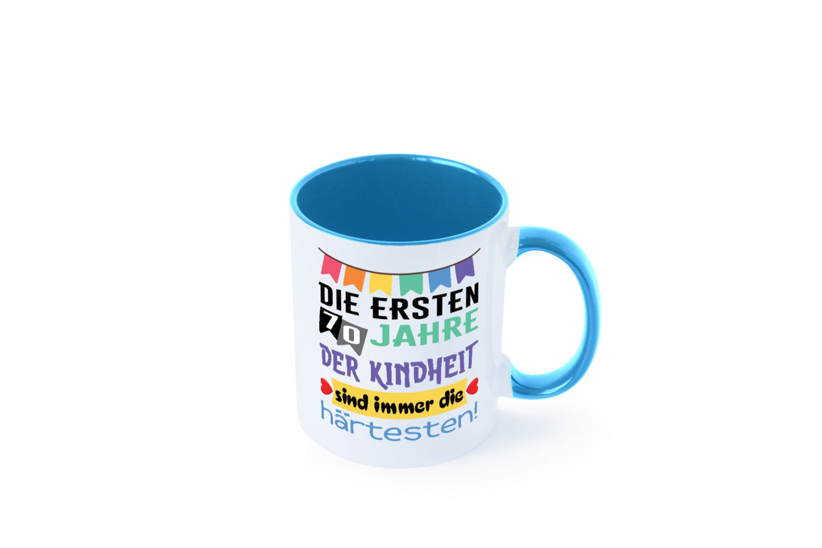 Die ersten 70 Jahre der Kindheit | 70. Geburtstag Rentner Humor Ruhestand Tasse