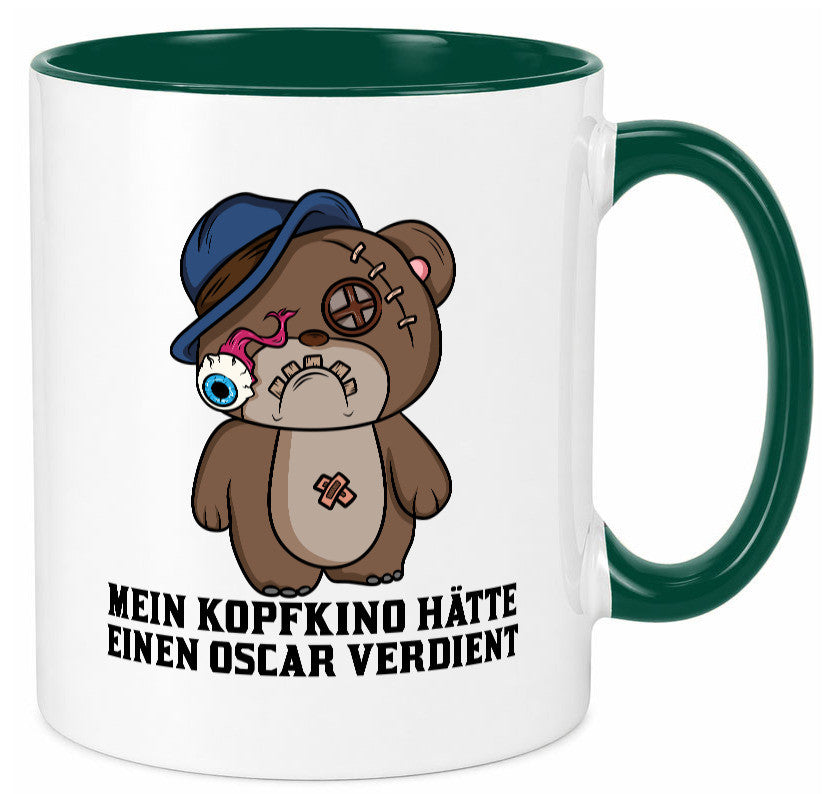 Mein Kopfkino hätte Oscar verdient | kaputter Bär Comic lustiger Spruch Tasse