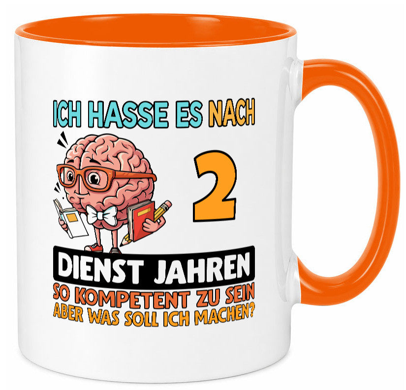 2 Dienstjahre | Arbeit Kompetent lustig Kollegen Büro Geschenk Tasse
