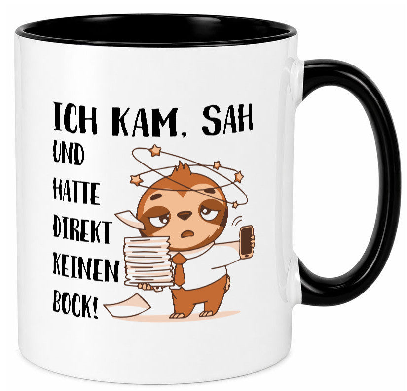 Ich habe keinen Bock | Faultier Kam, sah und kein Geschenkidee Tierliebhaber Tasse