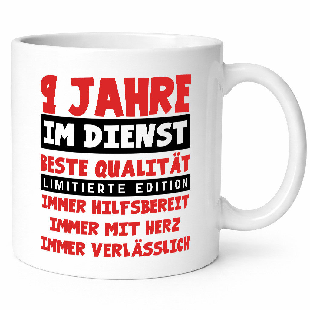 9 Jahre im Dienst | Jubiläum Arbeit v9 Geschenkidee Kollegen Büro Humor Tasse