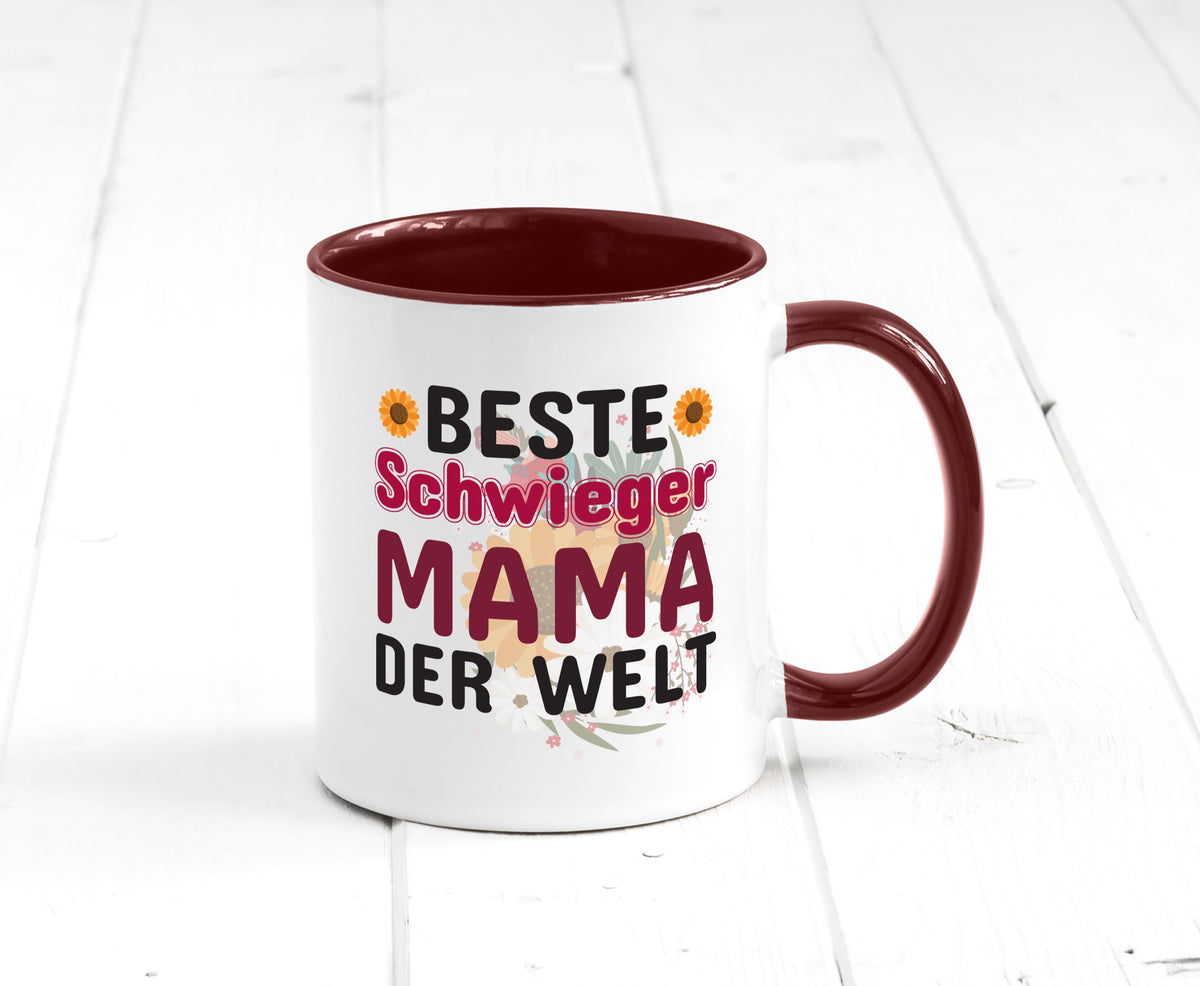 Beste Schwiegermama | Schwiegermutter Tasse Blumen Humor Familie Geschenkidee