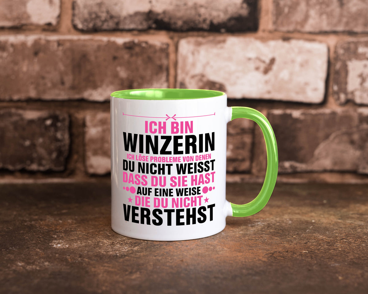 Löse Probleme: Winzerin | Weinbauer Wein Humor Geschenkidee Tasse