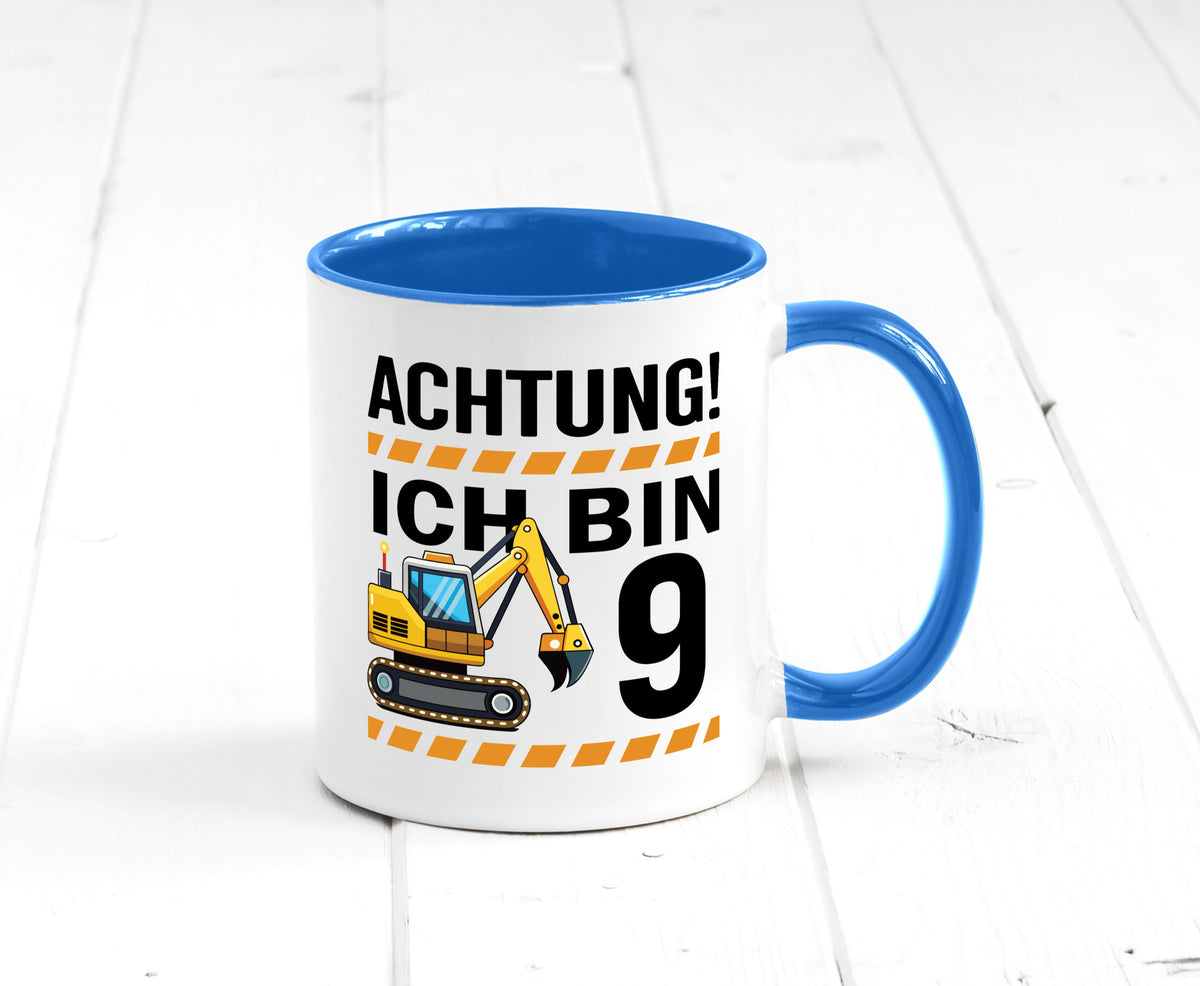 9 Geburtstag Ich bin | Bagger Junge lustiger Spruch Geschenk Geschenkidee Tasse