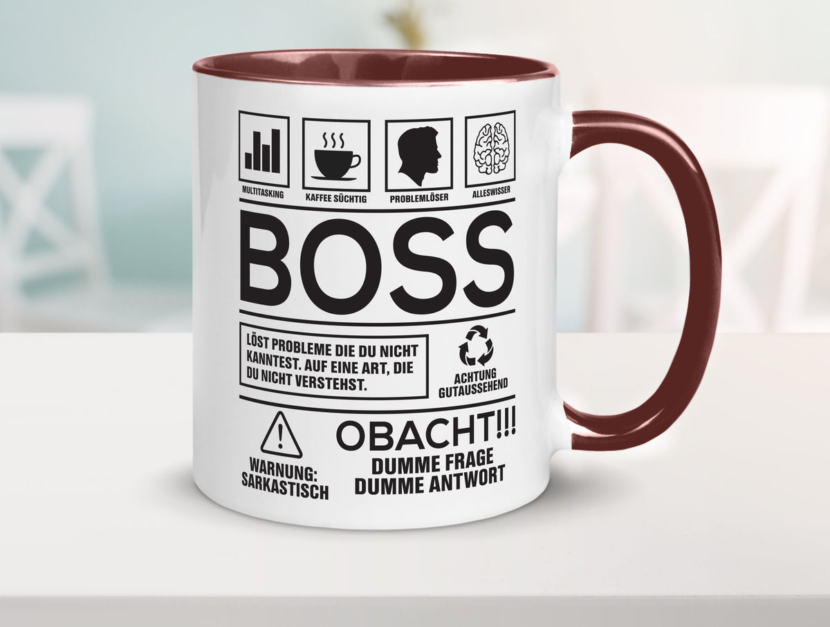Achtung Probleme Boss | Führungskraft Vorgesetzter lustig Humor Geschenkidee Tasse