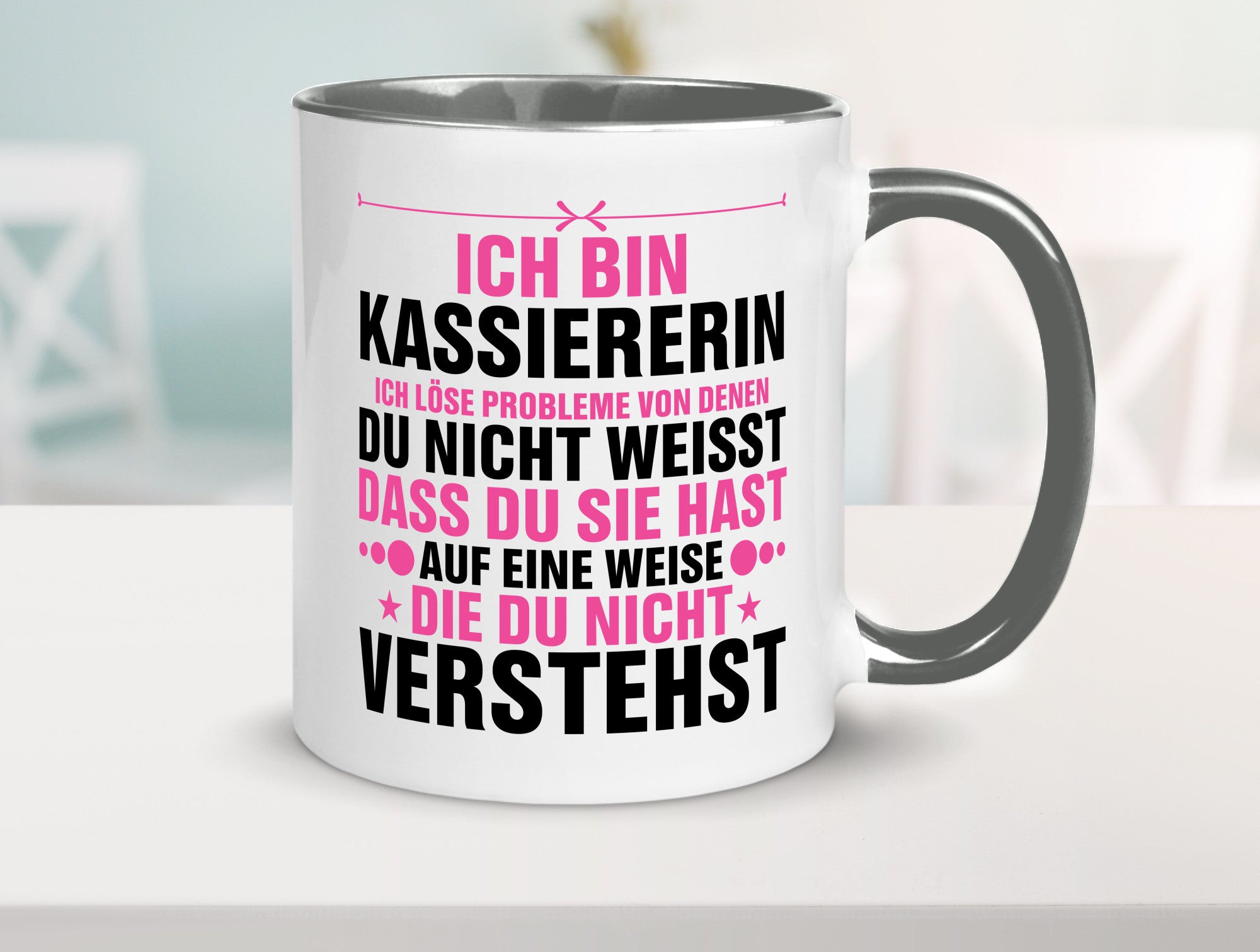 Löse Probleme: Kassiererin v2 lustiger Spruch Geschenk Humor Geschenkidee Tasse